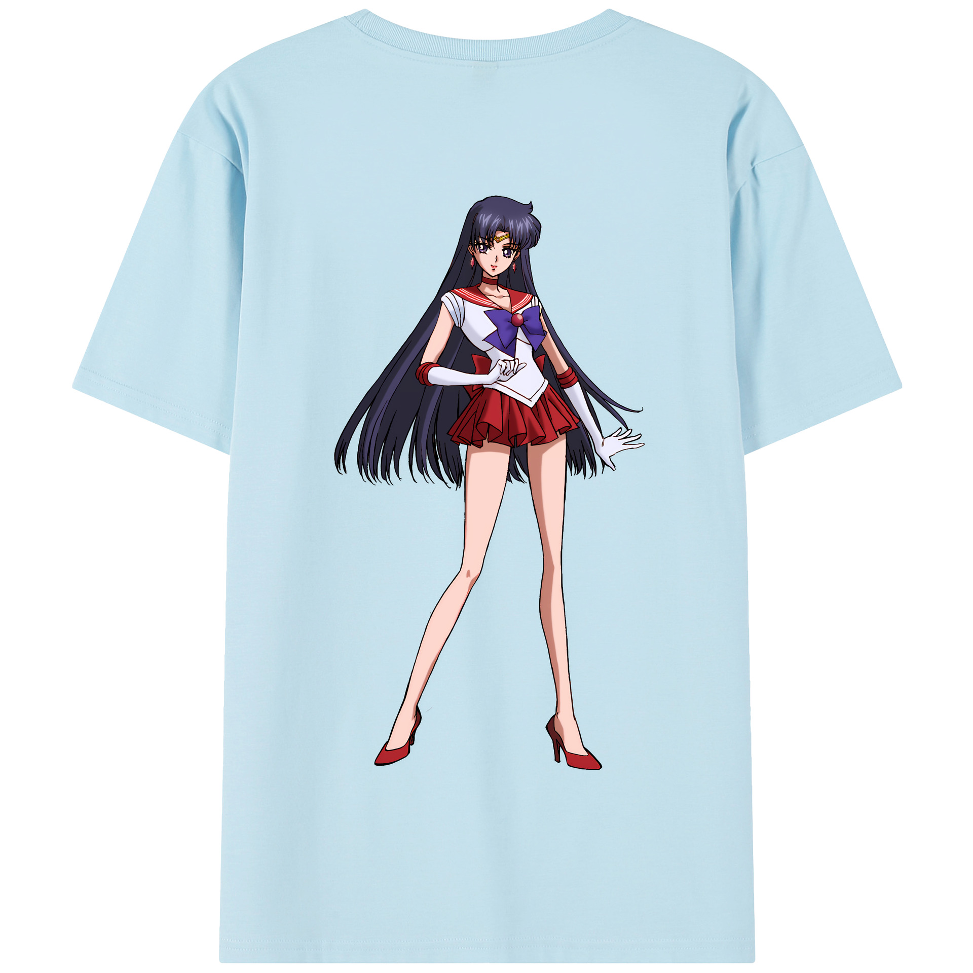 （画像用） 美少女戦士セーラームーン 火野レイ ひの レイ Sailor Moon Hino Rei （セーラーマーズ,Sailor Mars） 綿100％半袖Tシャツ（背面プリント）